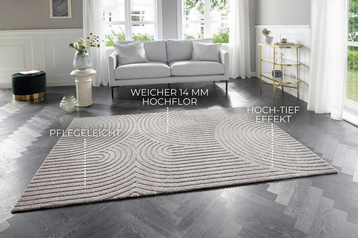 HOCHFLORTEPPICH 160/230 cm New York Grau  - Grau, Basics, Kunststoff/Textil (160/230cm) - Elle Decoration