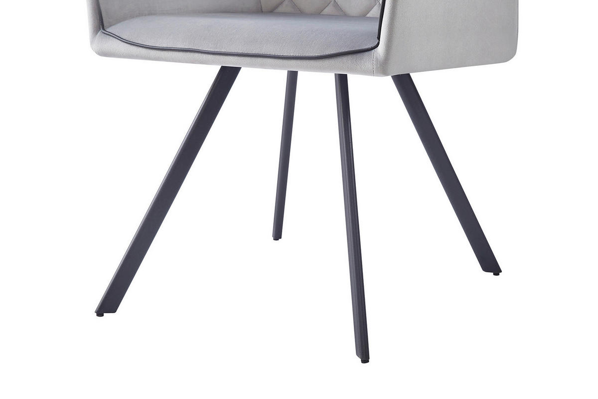 ARMLEHNSTUHL  in Samt  - Grau, MODERN, Textil/Metall (58/85/64,5cm) - Kayoom