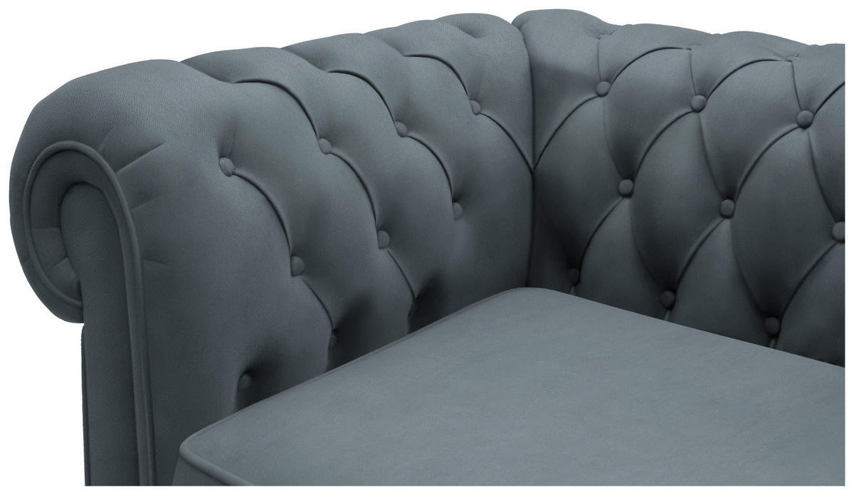 CHESTERFIELD-SOFA in Lederlook Graublau  - Wengefarben/Graublau, Lifestyle, Holz/Textil (206/76,5/96cm) - Landscape