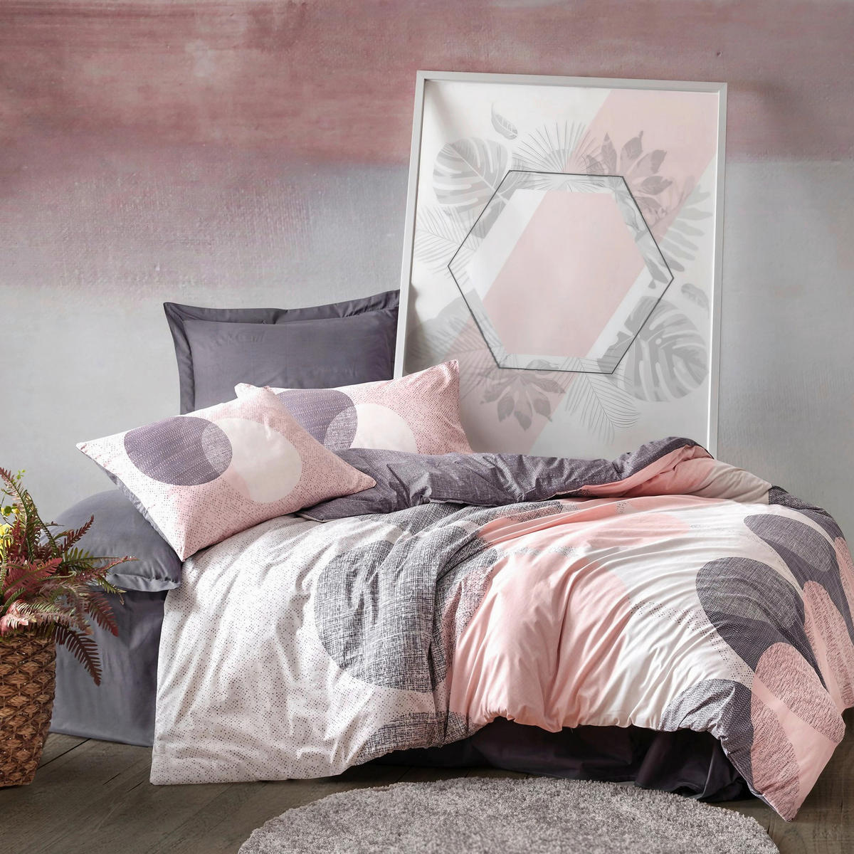 BETTWÄSCHE 135/200 cm  - Pink/Weiß, Basics, Textil (135/200cm)