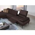 ECKSOFA in Echtleder Braun  - Schwarz/Braun, Design, Leder/Metall (157/325cm) - Dieter Knoll