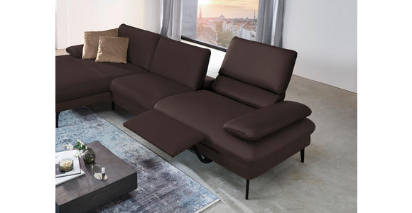 ECKSOFA in Echtleder Braun  - Schwarz/Braun, Design, Leder/Metall (157/325cm) - Dieter Knoll