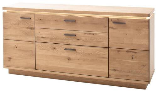 ŠIROKÁ KOMODA, trámový dub, farba duba, 180/84/44 cm - sivá/farba duba, Modern, kov/drevo (180/84/44cm) - Linea Natura