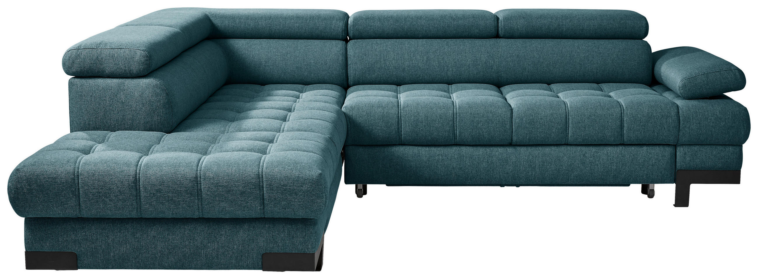 WOHNLANDSCHAFT Petrol Webstoff - Petrol/Schwarz, Design, Textil/Metall (223/263cm) - Welnova