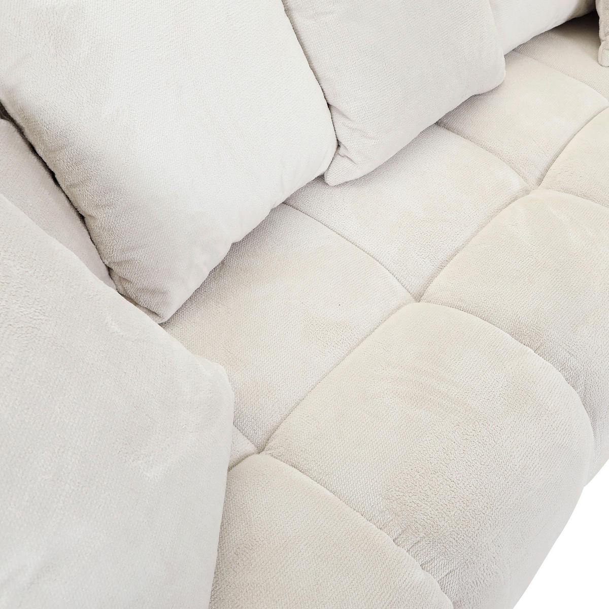 ECKSOFA Weiß Plüsch  - Dunkelbraun/Weiß, KONVENTIONELL, Holz/Textil (288/190cm) - Carryhome