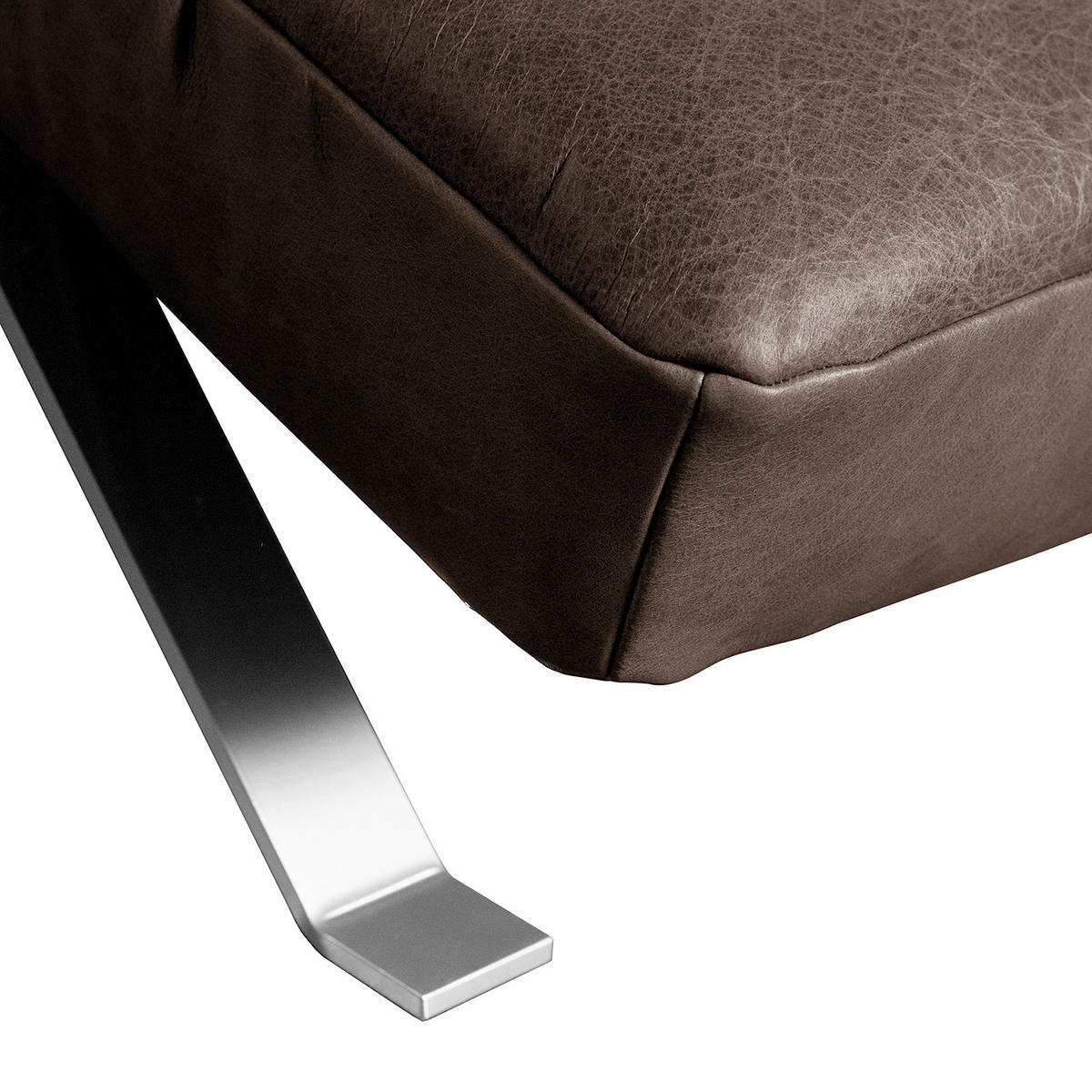 RELAXLIEGE Echtleder Dunkelbraun  - Dunkelbraun/Silberfarben, Design, Leder/Metall (65/65-95/171cm) - Livetastic