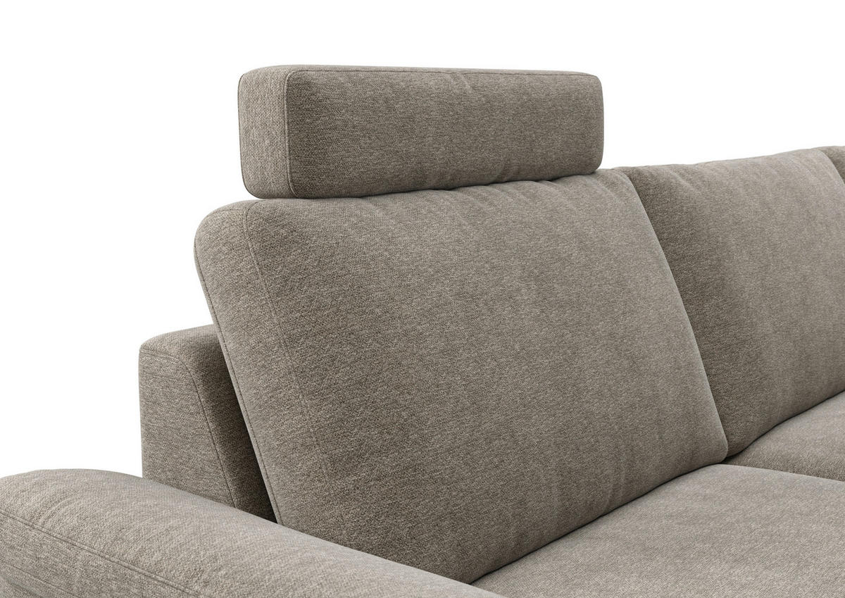 2,5-SITZER Flachgewebe Taupe  - Taupe/Schwarz, Design, Holzwerkstoff/Textil (204/89/97cm) - Pure Home Lifestyle