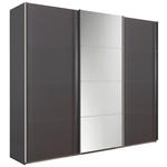 SCHWEBETÜRENSCHRANK  in Dunkelgrau  - Chromfarben/Dunkelgrau, Design, Glas/Holzwerkstoff (270/230/62cm) - Xora