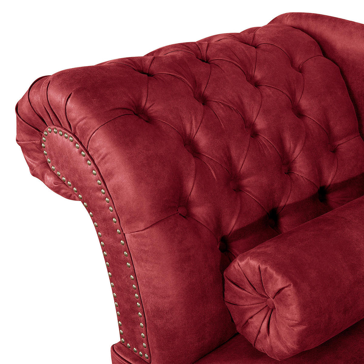 RÉCAMIERE Lederlook Rostfarben  - Rostfarben/Braun, Design, Holz/Textil (185/93/75cm) - Livetastic