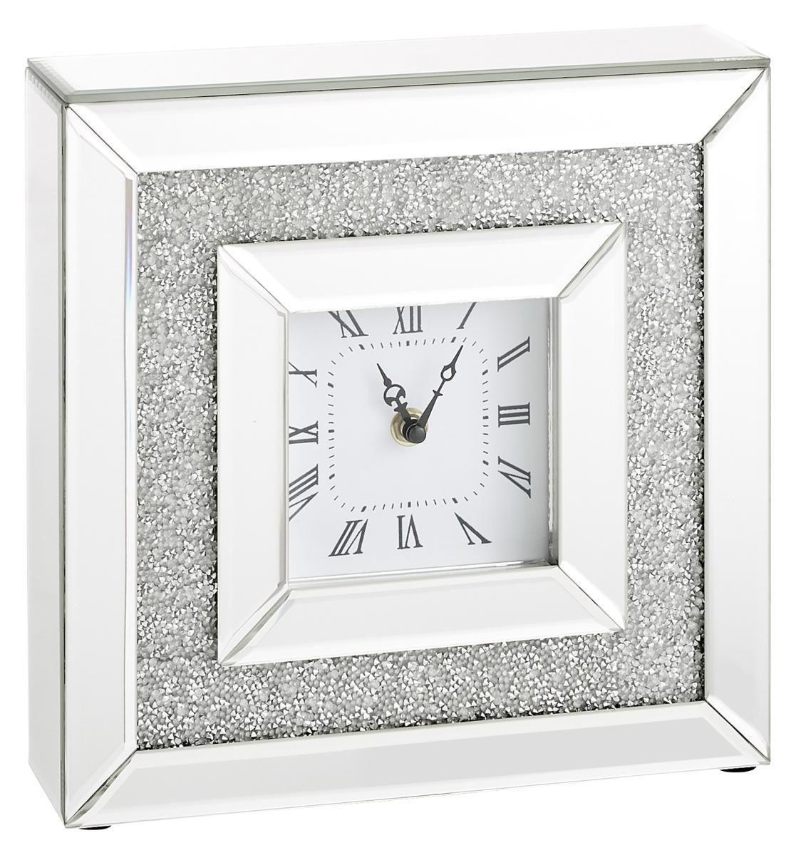 TISCHUHR  Silberfarben  - Silberfarben, Design, Glas/Holzwerkstoff (25,5/25,5/7,5cm) - Xora