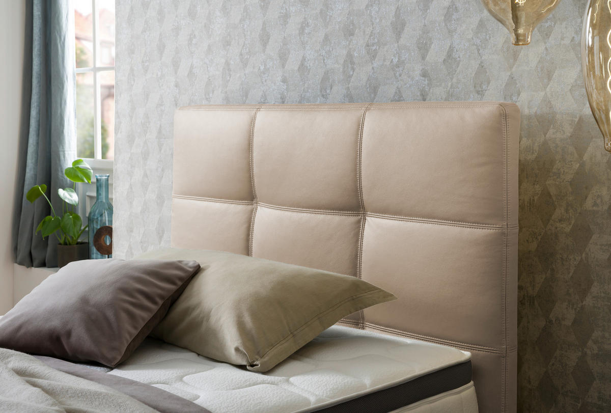 BOXSPRINGBETT 120/200 cm  in Naturfarben  - Chromfarben/Naturfarben, KONVENTIONELL, Leder/Textil (120/200cm) - Novel