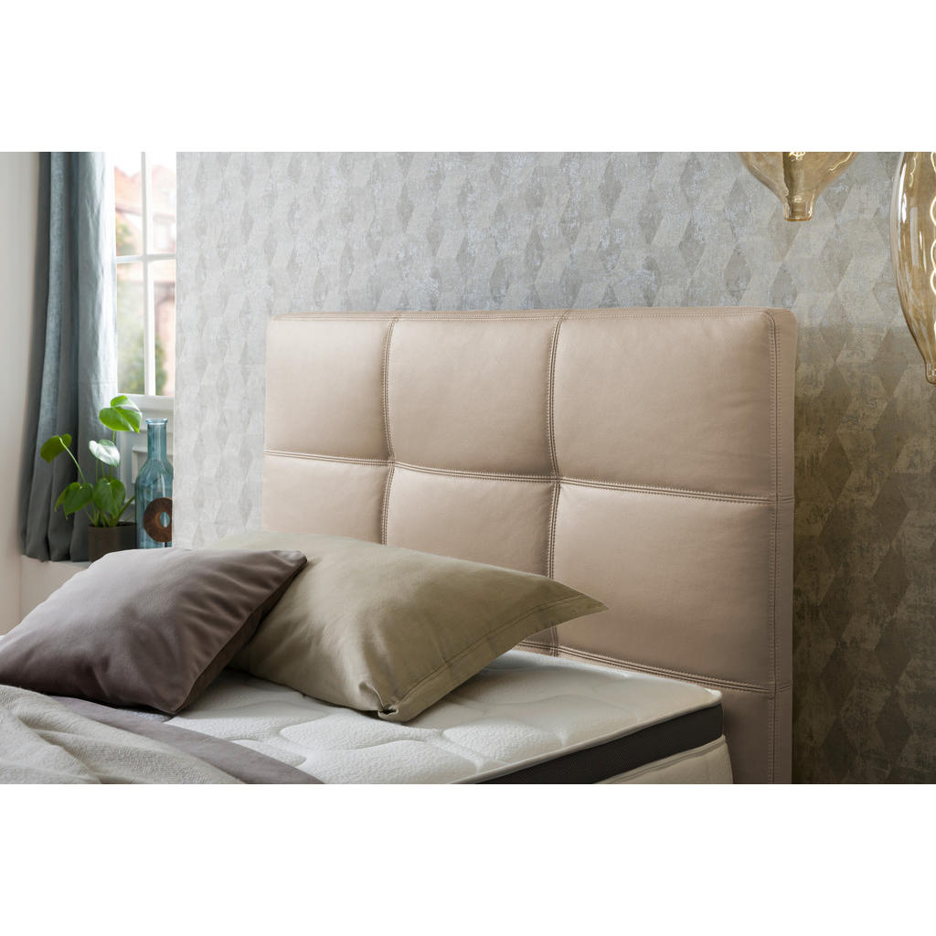 Thumbnail - Novel Boxspringbett, Natur, Textil, Echtleder, Rindleder, H3, 7-Zonen, Höhe ca. 27 cm, 120x200 cm, Über- und Sondergröße...