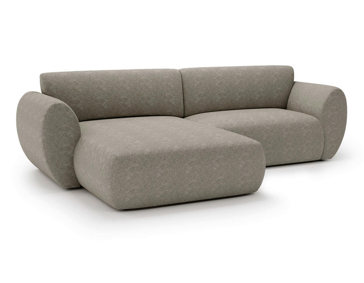 ECKSOFA SOLIS in Chenille Taupe  170/288 cm  - Taupe/Schwarz, Design, Kunststoff/Textil (170/288cm) - Livetastic