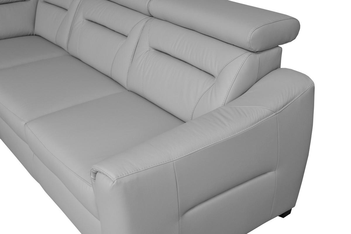 ECKSOFA  in Lederlook Echtleder Platinfarben  - Platinfarben/Wengefarben, Design, Leder/Holz (212/260cm) - Celina Home