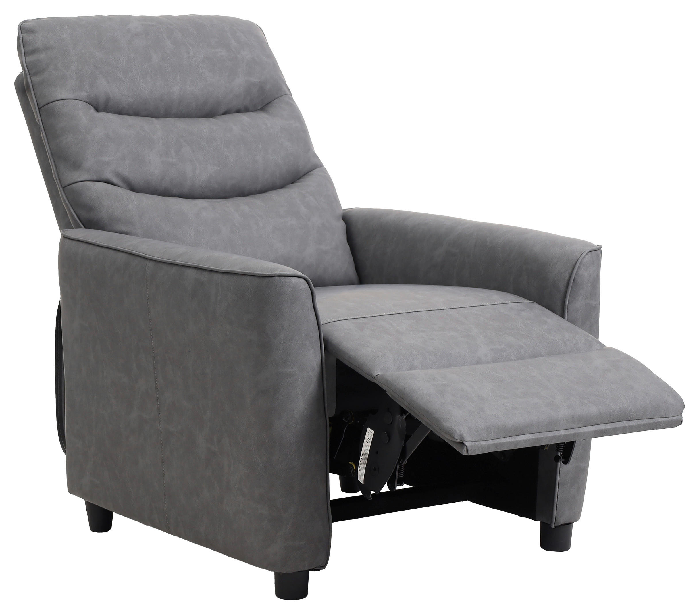 FERNSEHSESSEL Lederlook Grau  - Schwarz/Grau, KONVENTIONELL, Textil/Metall (76/105/88cm) - MID.YOU