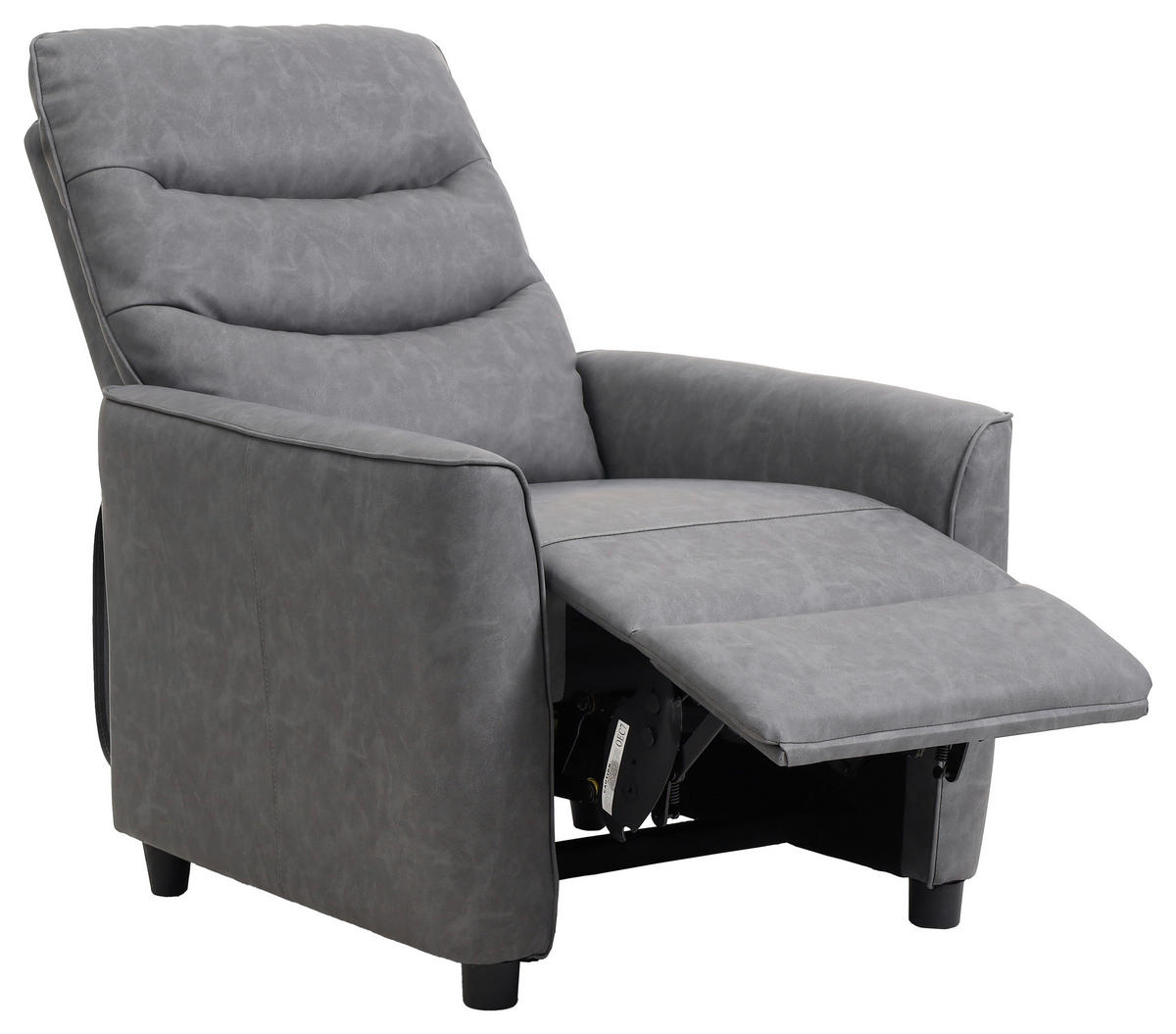 FERNSEHSESSEL in Lederlook Grau  - Schwarz/Grau, Konventionell, Textil/Metall (76/105/88cm) - MID.YOU