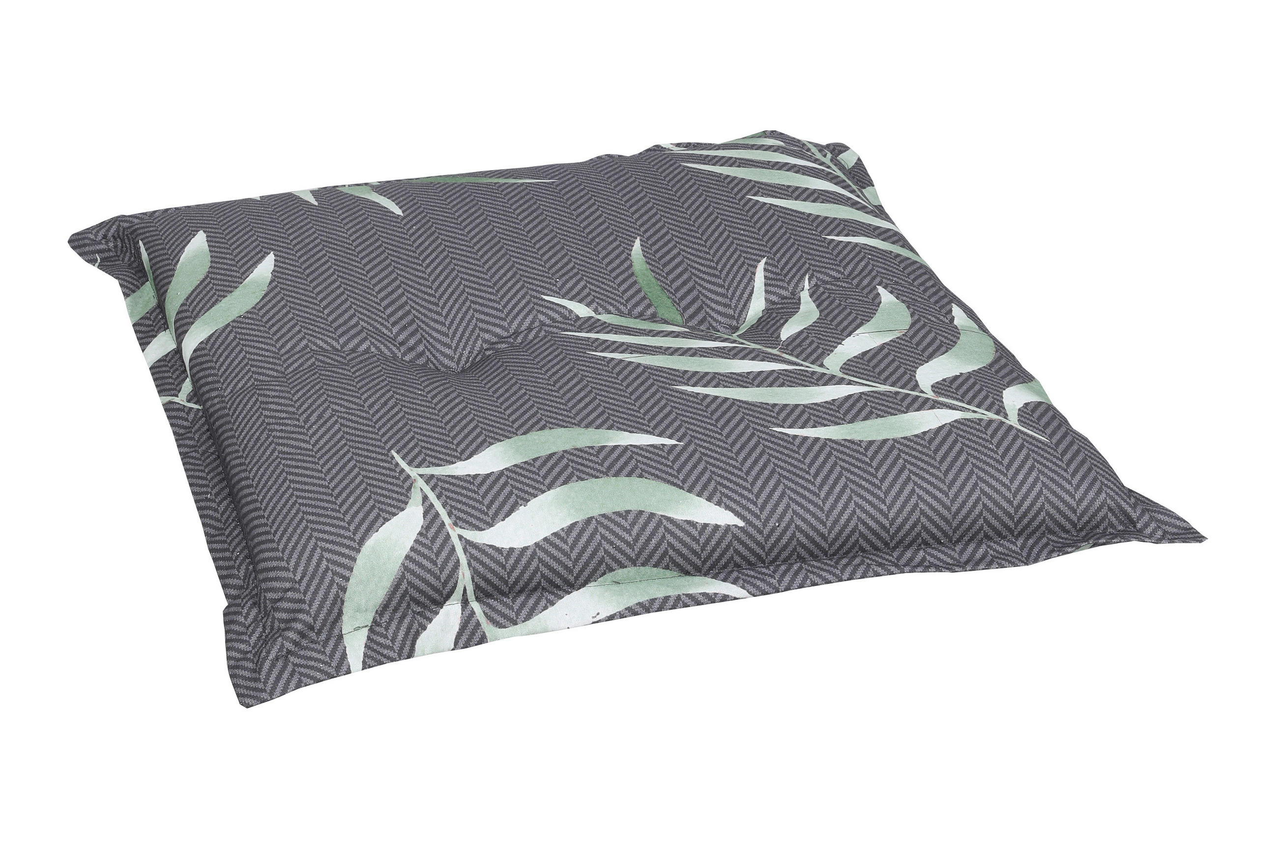 GARTENSITZKISSEN in Anthrazit, Grün Blätter 50/50 cm  - Anthrazit/Grün, Design, Textil (50/50cm)