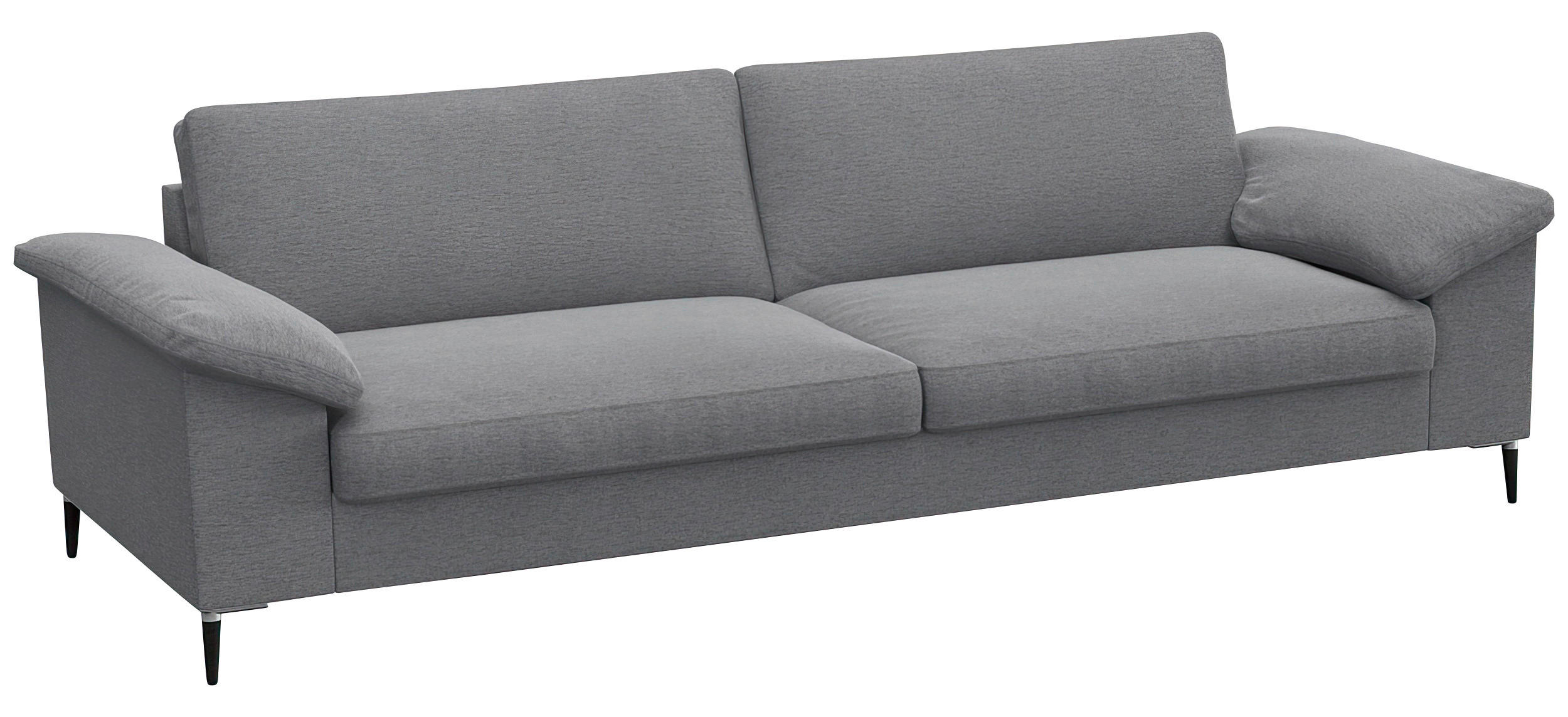 3-SITZER-SOFA Flachgewebe Grau - Alufarben/Schwarz, Design, Textil/Metall (241/84,5/92cm) - Livetastic