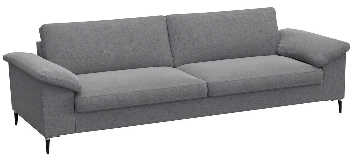 3-SITZER-SOFA Flachgewebe Grau  - Alufarben/Schwarz, Design, Textil/Metall (241/84,5/92cm) - Livetastic