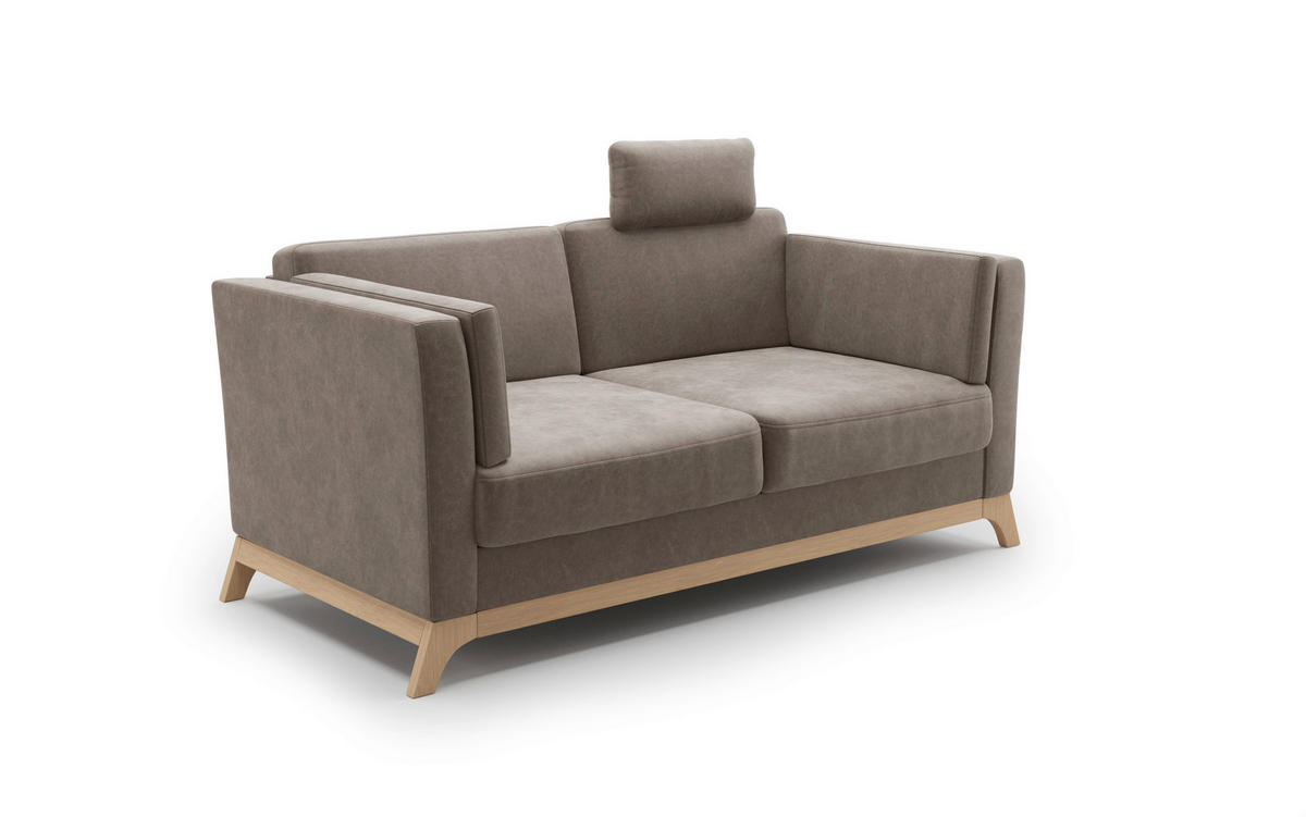 2,5-SITZER Mikrofaser Braun  - Eichefarben/Braun, KONVENTIONELL, Holz/Textil (183/84/93cm) - Sit & More