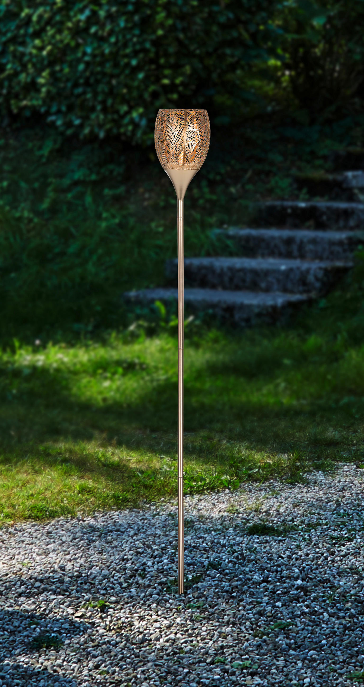 SOLÁRNE SVIETIDLO, 12,5/110 cm - biela/šampanská, Lifestyle, kov/plast (12,5/110cm) - Ambia Garden