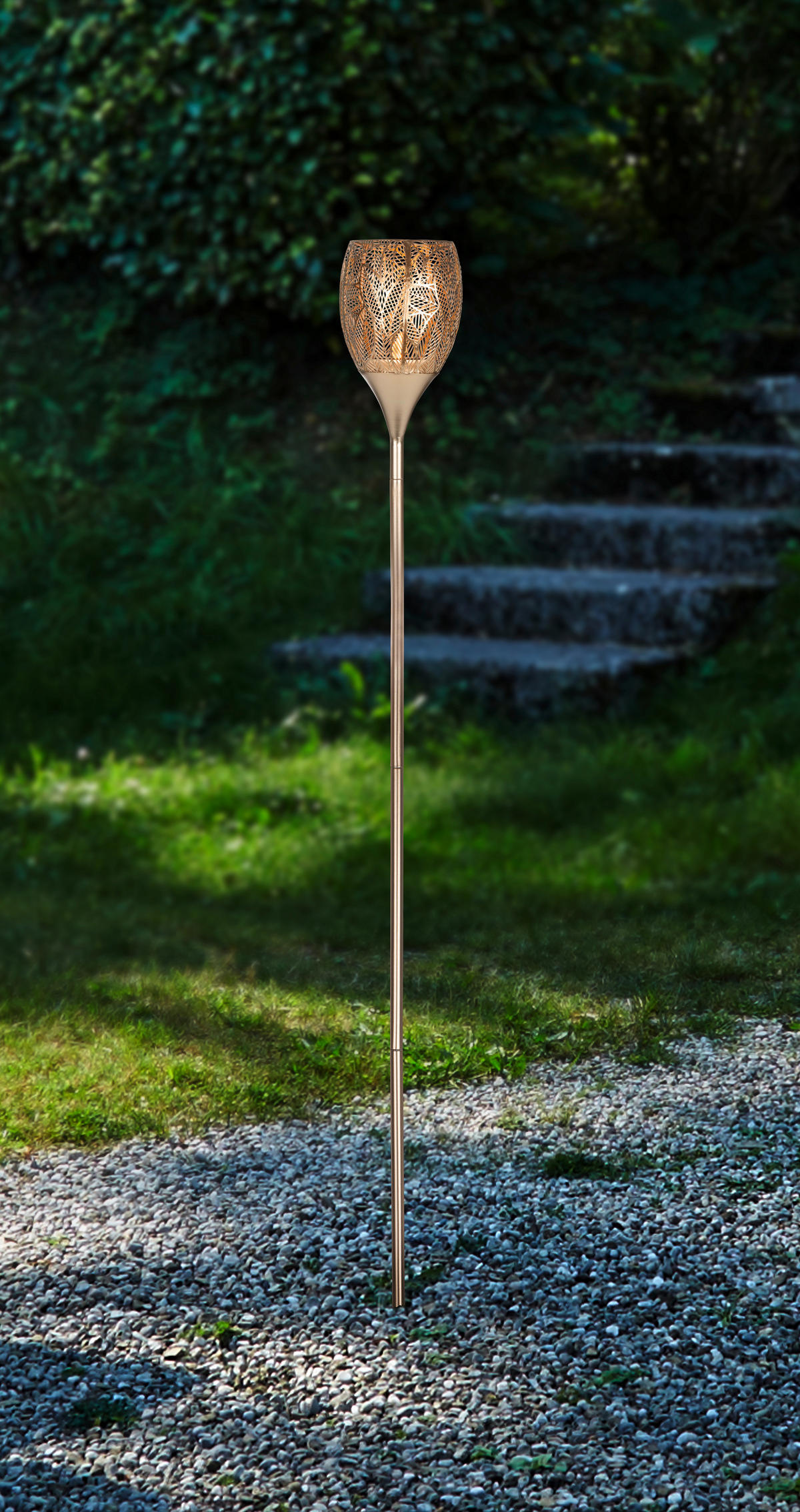 SOLÁRNE SVIETIDLO, 12,5/110 cm - biela/šampanská, Lifestyle, kov/plast (12,5/110cm) - Ambia Garden