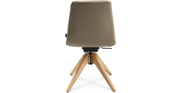 STUHL in Echtleder pigmentiert Holz, Leder - Eichefarben/Beige, Design, Leder/Holz (46/82,5-85,25/55cm) - Johann Jakob