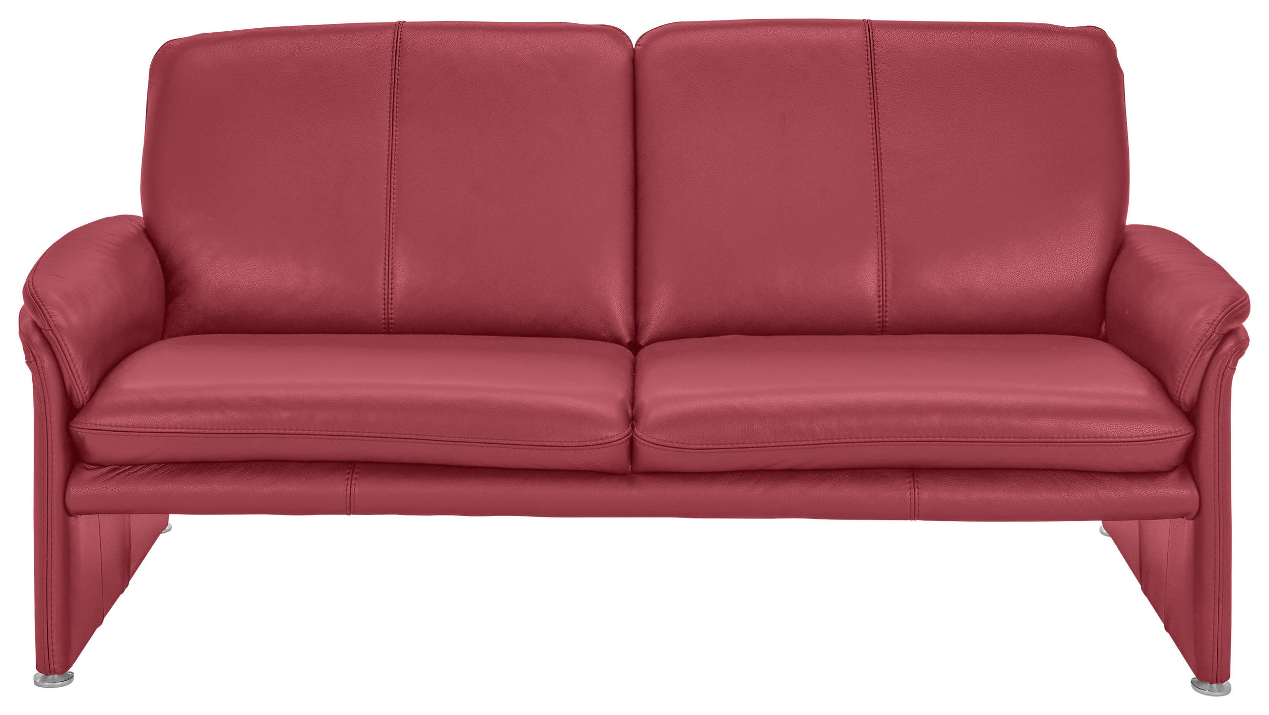 2-SITZER-SOFA Rot Echtleder  - Chromfarben/Rot, KONVENTIONELL, Leder/Metall (158/90/86cm) - Celina Home