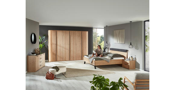 BETT 180/200 cm,  in Anthrazit, Eichefarben,  - Eichefarben/Anthrazit, KONVENTIONELL, Holz/Metall (180/200cm) - Dieter Knoll