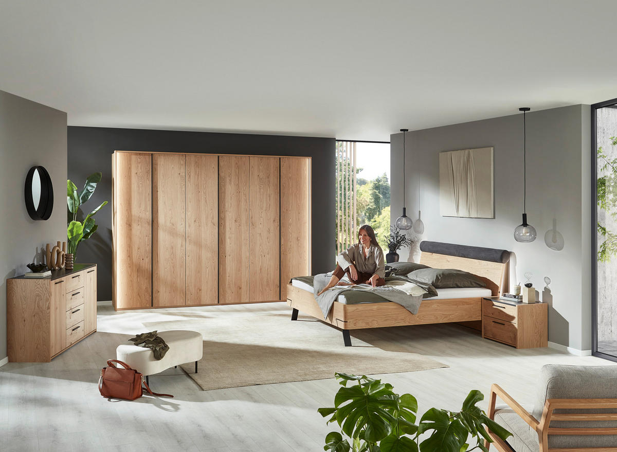 BETT 180/200 cm,  in Anthrazit, Eichefarben,  - Eichefarben/Anthrazit, KONVENTIONELL, Holz/Metall (180/200cm) - Dieter Knoll