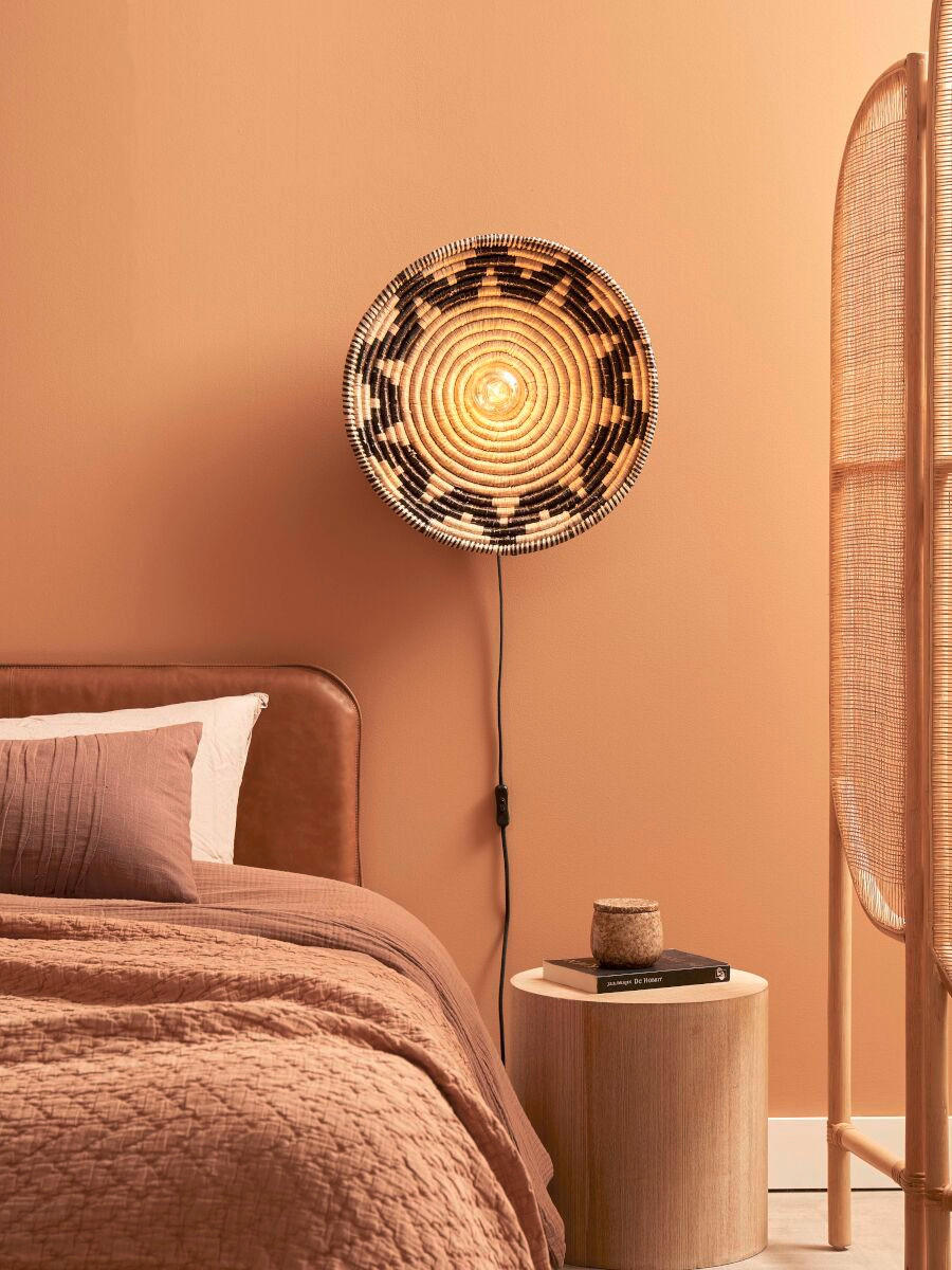 VÄGGLAMPA 45/6 cm   - vit/svart, Basics, naturmaterial (45/6cm) - Good & Mojo