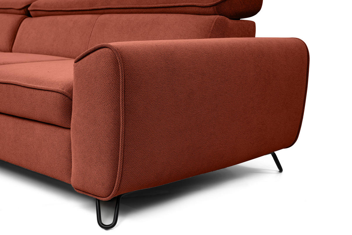 ECKSOFA in Flachgewebe Rostfarben  - Rostfarben/Schwarz, Design, Textil/Metall (200/250cm) - Stylife