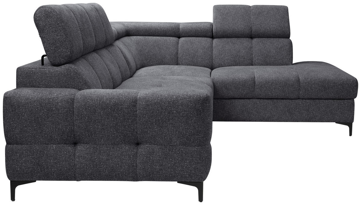 ECKSOFA Dunkelgrau Struktur  - Dunkelgrau/Schwarz, MODERN, Textil/Metall (254/212cm) - Carryhome