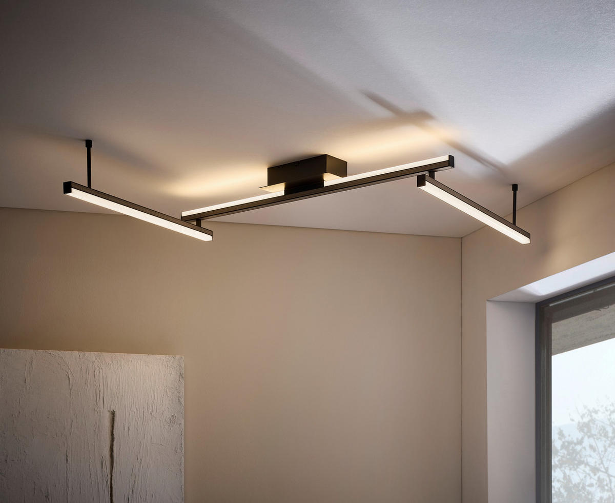 PLAFONIERĂ CU LED - culoare natur/negru, Natur, lemn/metal (180/11/11cm) - Eglo