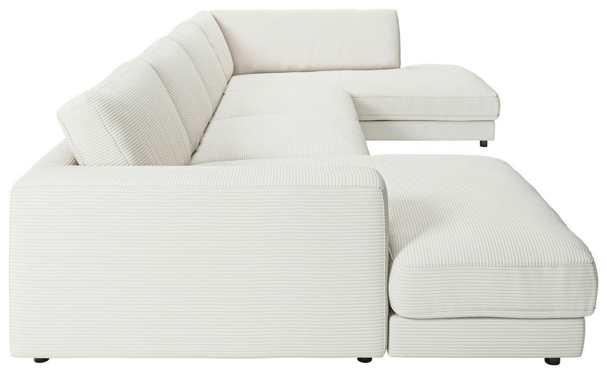 WOHNLANDSCHAFT in Cord Hellgrau  - Hellgrau/Schwarz, Design, Kunststoff/Textil (190/425/224cm) - Pure Home Lifestyle