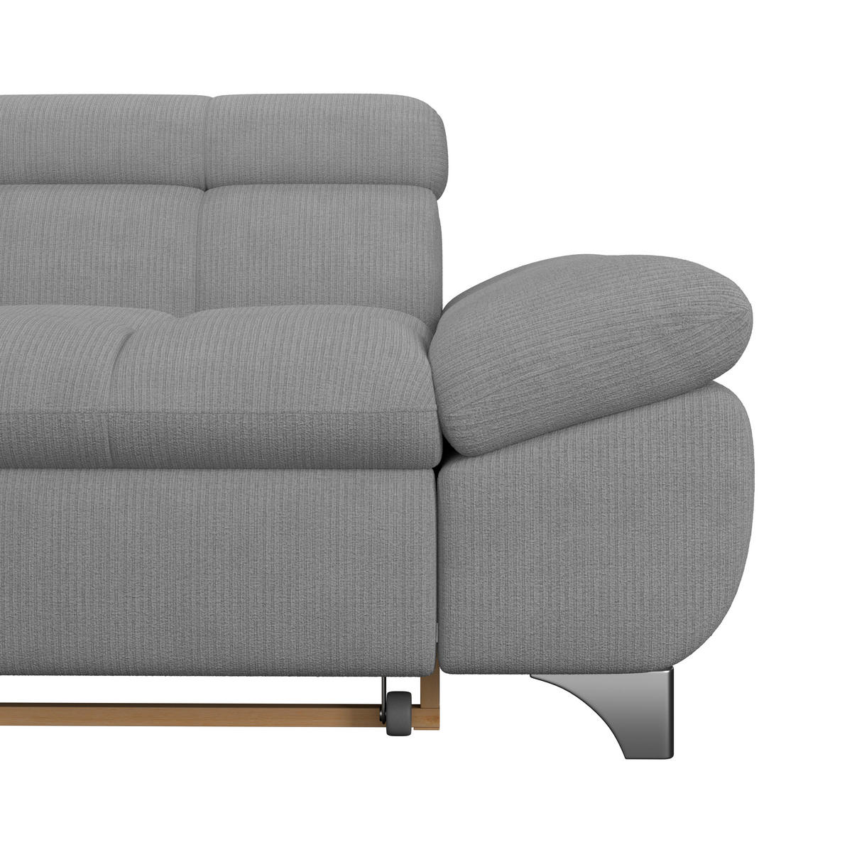 ECKSOFA Grau Chenille  - Chromfarben/Grau, KONVENTIONELL, Textil/Metall (234/312cm) - Livetastic