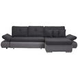 ECKSOFA  in Webstoff Grau, Hellgrau  302/187 cm  - Chromfarben/Dunkelgrau, Design, Kunststoff/Textil (302/187cm) - Carryhome