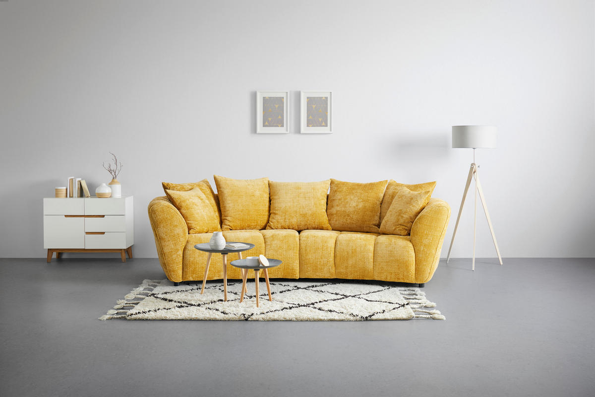 BIG SOFFA i chenille gul  - svart/gul, Modern, textil/plast (280/74cm) - MID.YOU