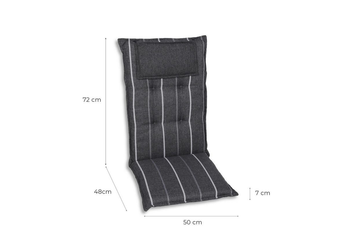 SESSELAUFLAGENSET in Anthrazit, Grau Streifen  - Anthrazit/Grau, Basics, Textil (50/7/120cm)