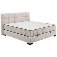 BOXBETT 160/200 cm,  in Beige, gepolstertes Kopfteil, Bettkasten, Matratzen, H3 + H4 = fest + sehr fest  - Beige/Schwarz, MODERN, Holzwerkstoff/Kunststoff (160/200cm) - MID.YOU