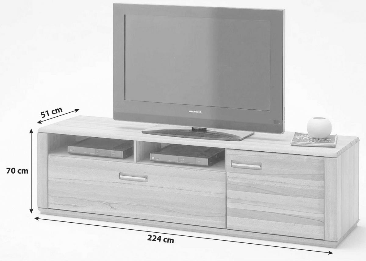 KOMODA POD TELEVIZI, jádrový buk, barvy buku, 224/70/51 cm - barvy buku/barvy nerez oceli, Design, kov/dřevo (224/70/51cm) - Livetastic