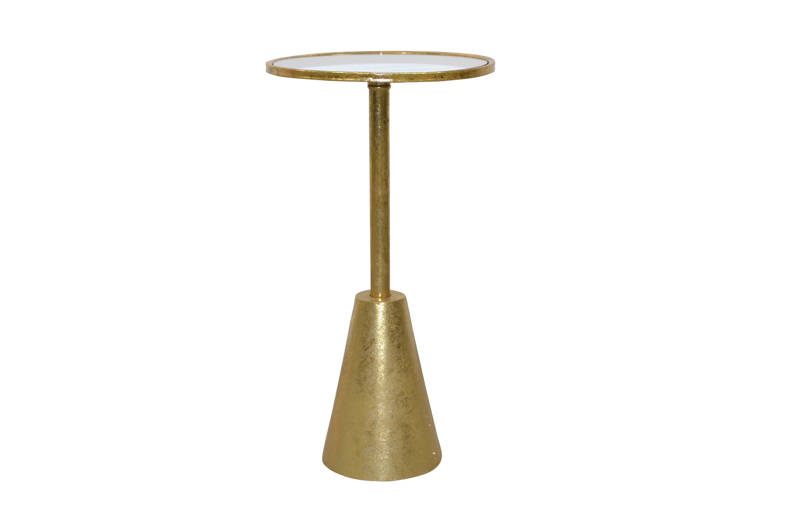BEISTELLTISCH 35/35/65 cm Goldfarben rund  - Goldfarben, Design, Glas/Metall (35/35/65cm) - MID.YOU
