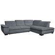 ECKSOFA in Cord Grau  - Schwarz/Grau, Design, Textil/Metall (313/242cm) - Xora