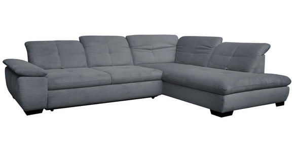 ECKSOFA in Cord Grau  - Schwarz/Grau, Design, Textil/Metall (313/242cm) - Xora