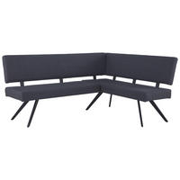 ECKBANK 190/150 cm Leinenoptik Dunkelgrau   - Dunkelgrau/Schwarz, KONVENTIONELL, Textil/Metall (190/150cm) - MID.YOU