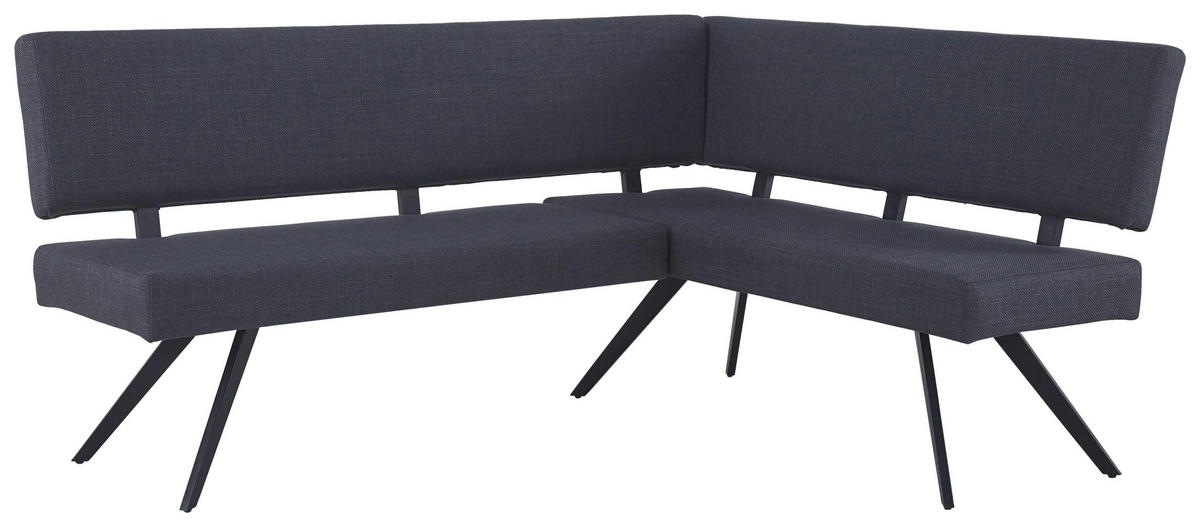 ECKBANK 190/150 cm Leinenoptik Dunkelgrau   - Dunkelgrau/Schwarz, KONVENTIONELL, Textil/Metall (190/150cm) - MID.YOU