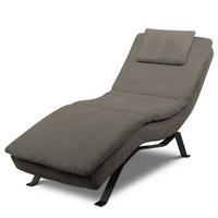RELAXLIEGE Echtleder Dunkelgrau  - Dunkelgrau/Schwarz, Design, Leder/Metall (65/95/171cm) - Celina Home