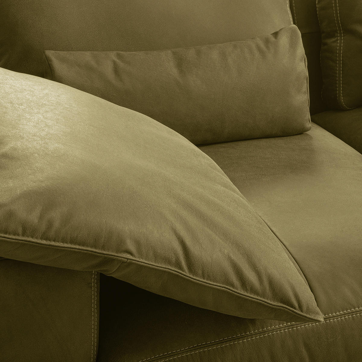 2-SITZER-SOFA  in Echtleder Olivgrün   - Beige/Schwarz, Design, Leder/Kunststoff (240/85/123cm) - Livetastic
