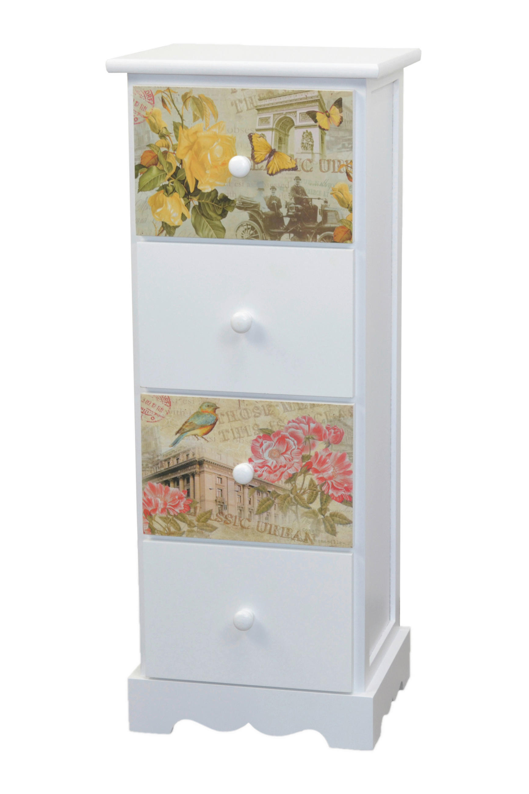 KOMMODE , , 4 Schublade(n)  - Weiß, Design, Holzwerkstoff (25/30/77cm) - MID.YOU