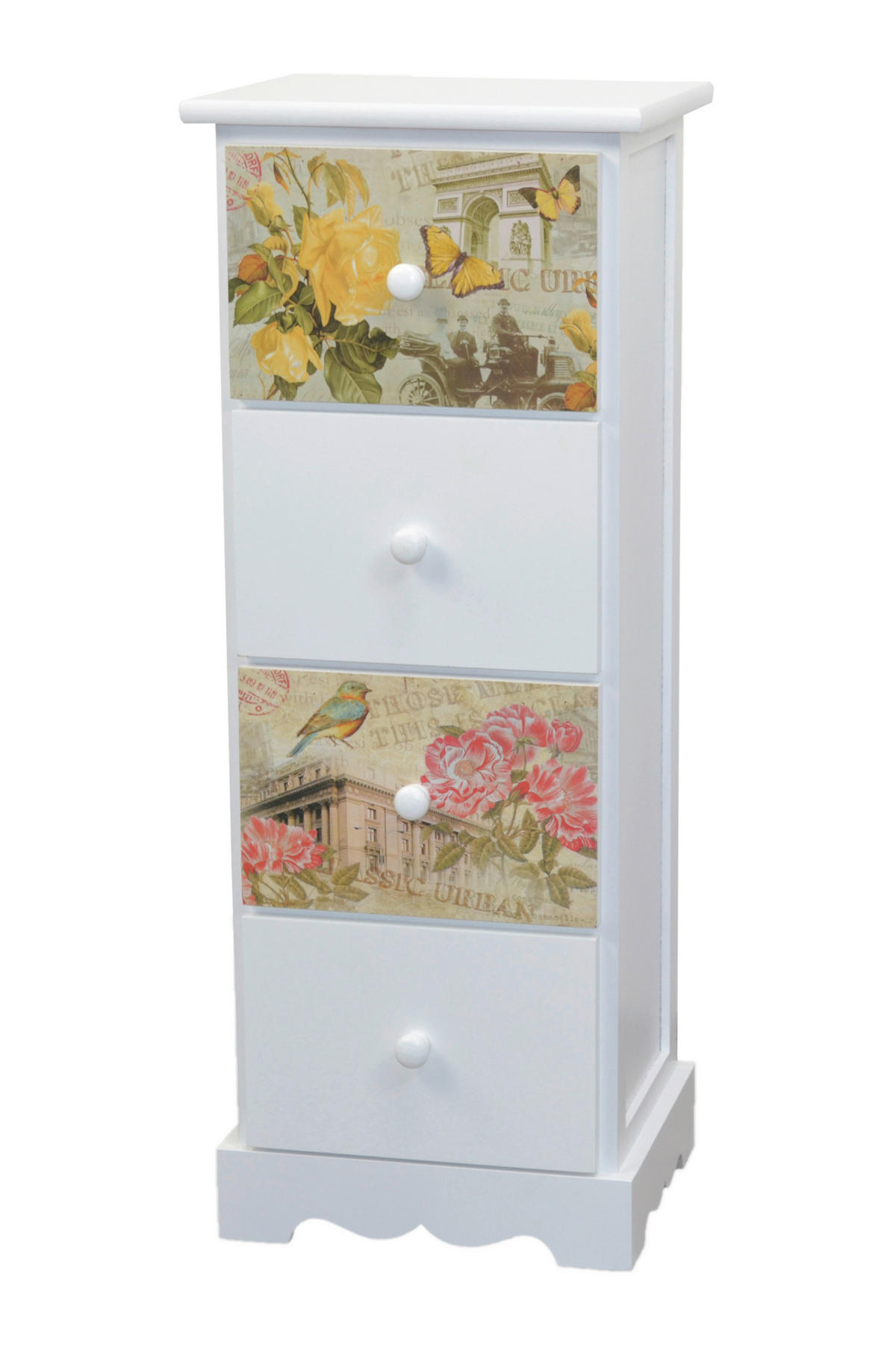 KOMMODE , , 4 Schublade(n)  - Weiß, Design, Holzwerkstoff (25/30/77cm) - MID.YOU